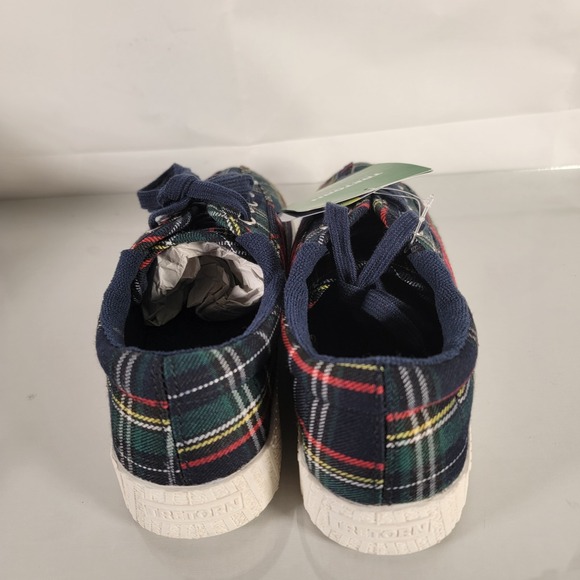 Tretorn Women's Nylite Plus Tartan Sneaker Plaid Navy Green 6 M - Picture 6 of 7
